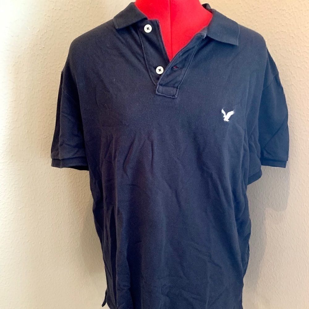 American Eagle Black Polo; Size L
